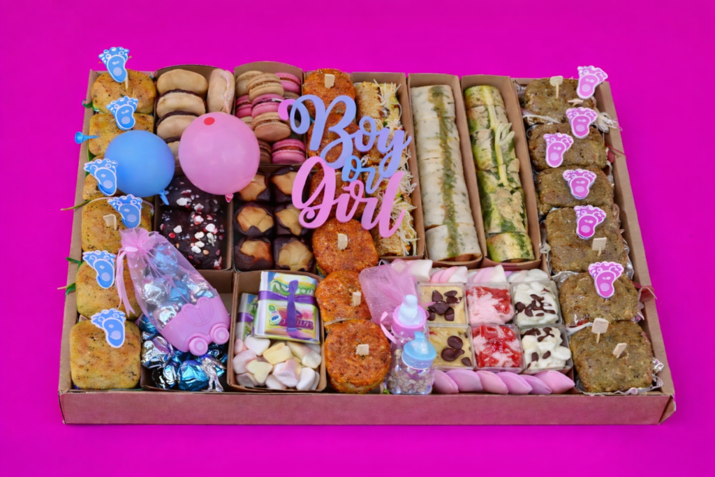 boy or girl babyshower high tea box